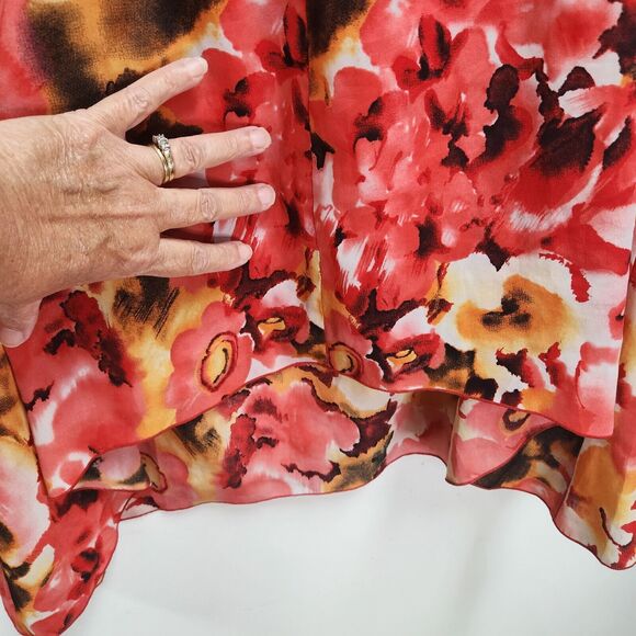 Sere Nade Floral Career Feminine Asymmetrical Blouse Size 2X Rosette Flowy - Picture 9 of 14